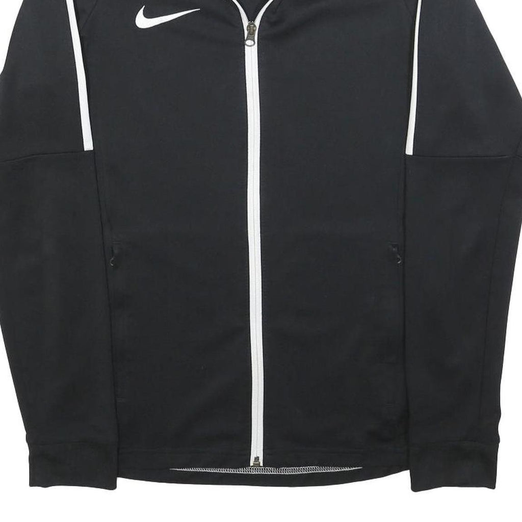 NIKE Mens Black & White Sports Zip Jacket S Polyester Athletic Activewear