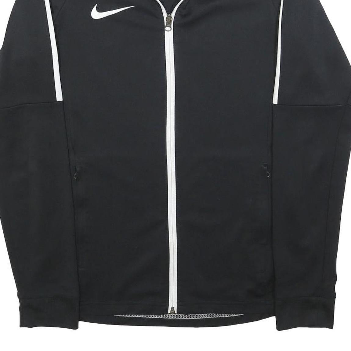 NIKE Mens Black & White Sports Zip Jacket S Polyester Athletic Activewear