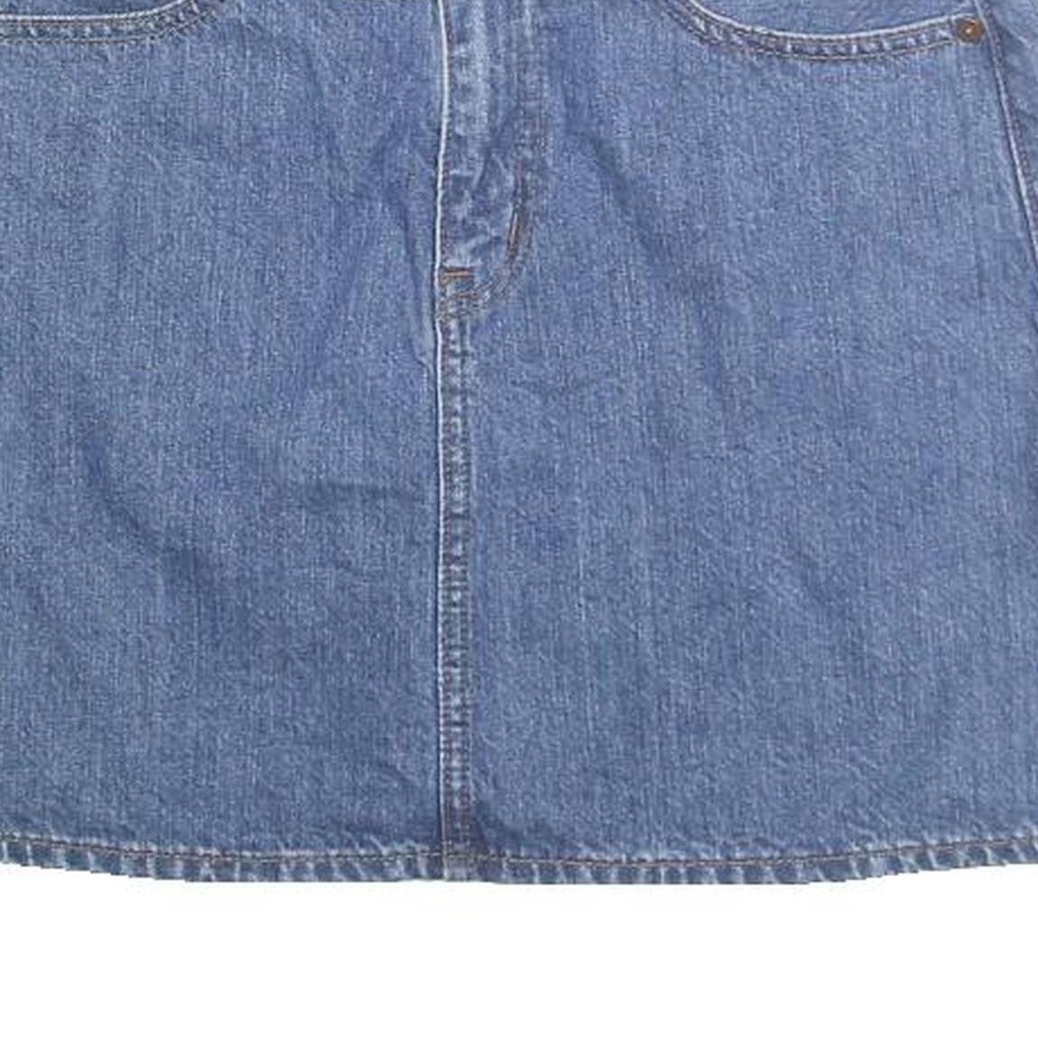 MADSWELL Womens Blue Denim Mini Cotton Blend Skirt Belted Casual M