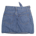 MADSWELL Womens Blue Denim Mini Cotton Blend Skirt Belted Casual M