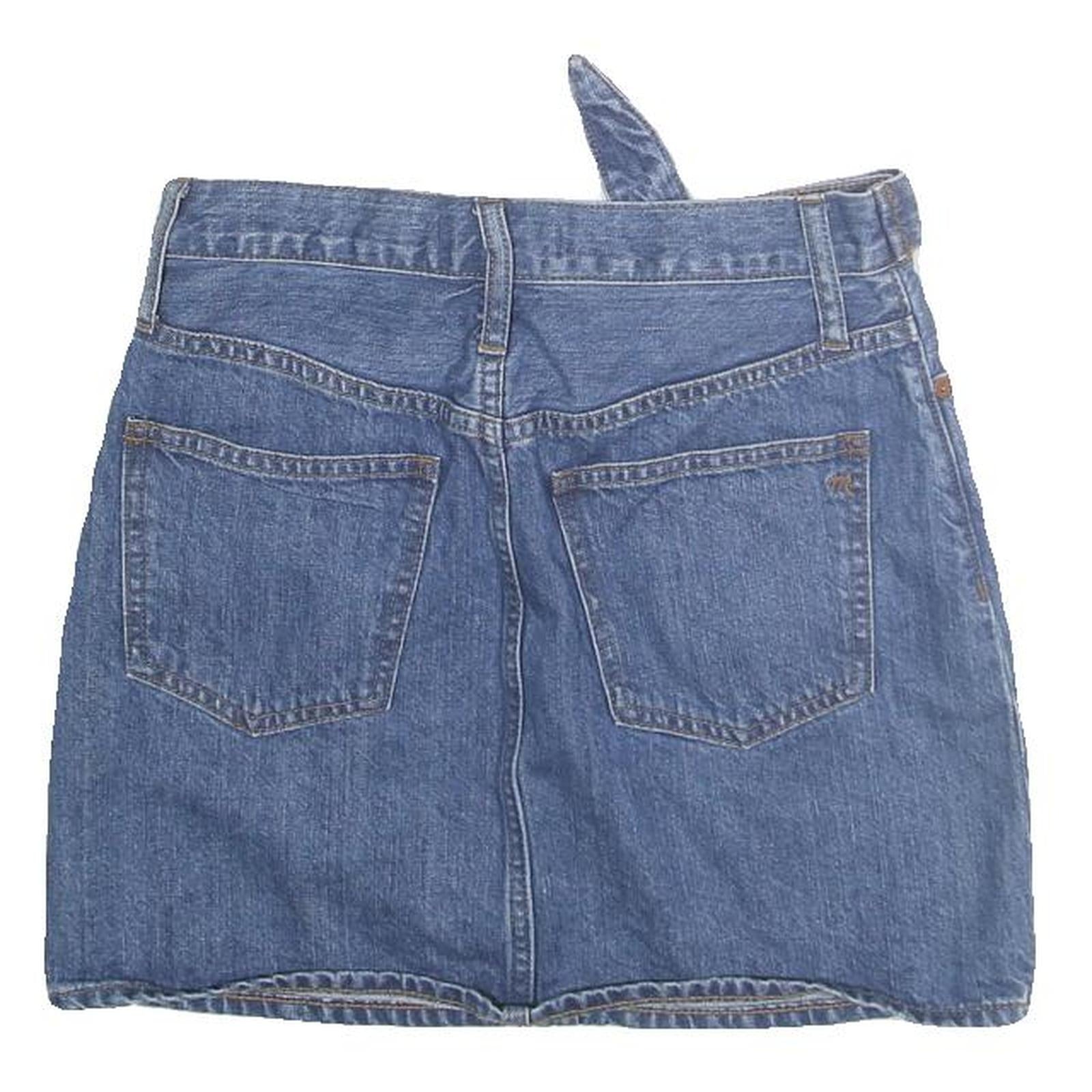 MADSWELL Womens Blue Denim Mini Cotton Blend Skirt Belted Casual M