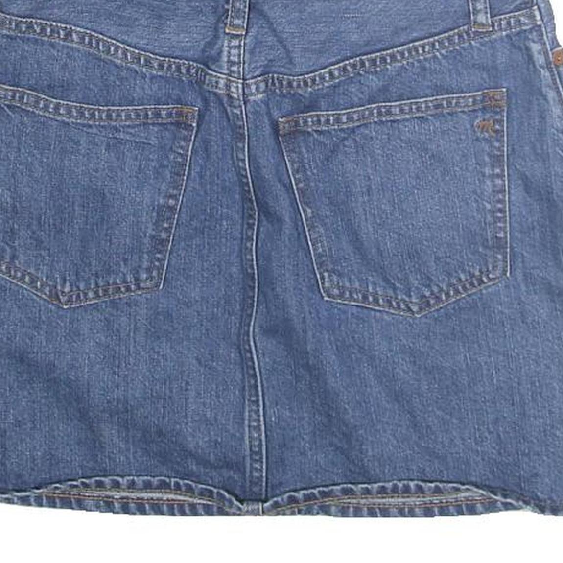 MADSWELL Womens Blue Denim Mini Cotton Blend Skirt Belted Casual M