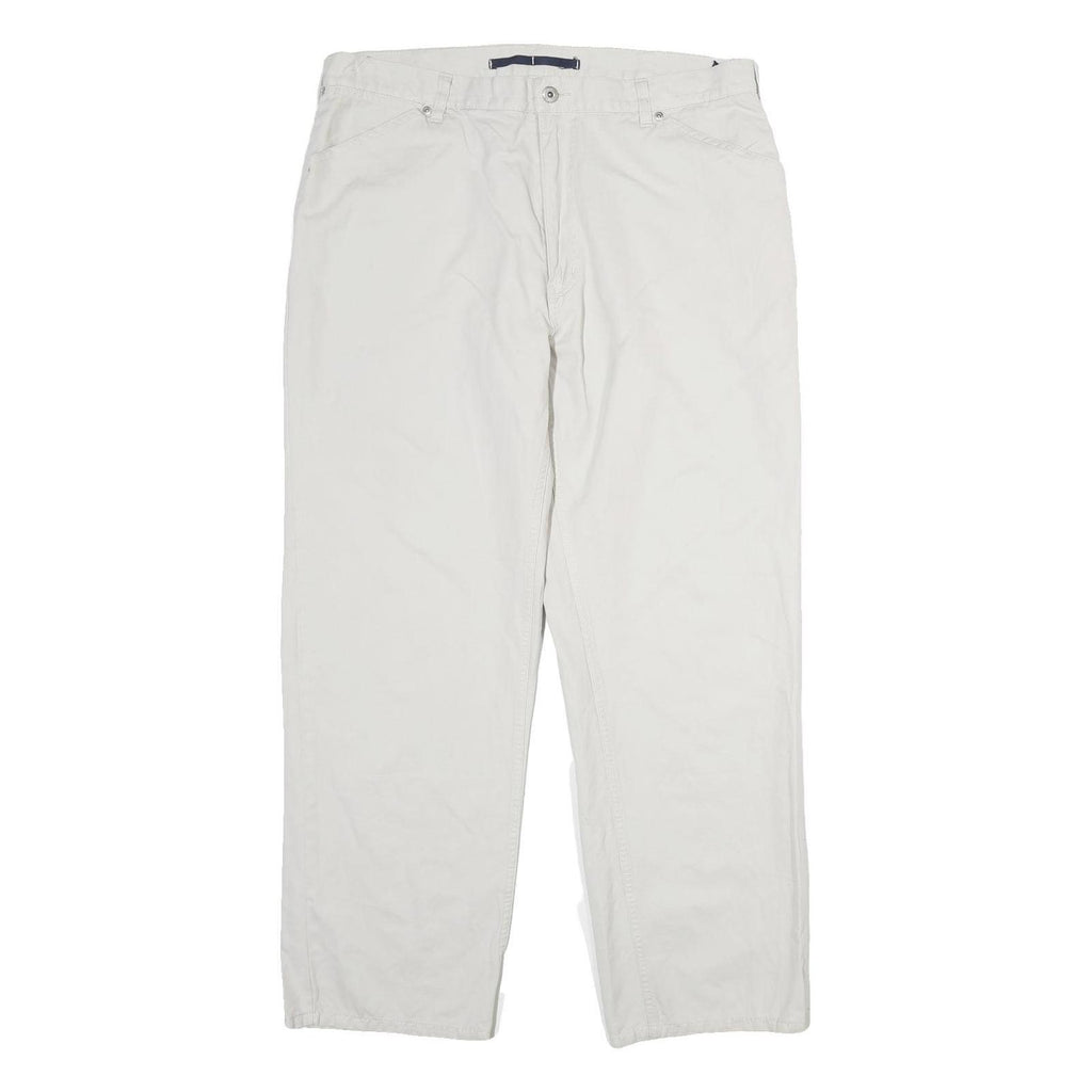 NAUTICA Mens Regular Fit Cream Cotton Trousers W36 L30 Casual Zip Pocketed