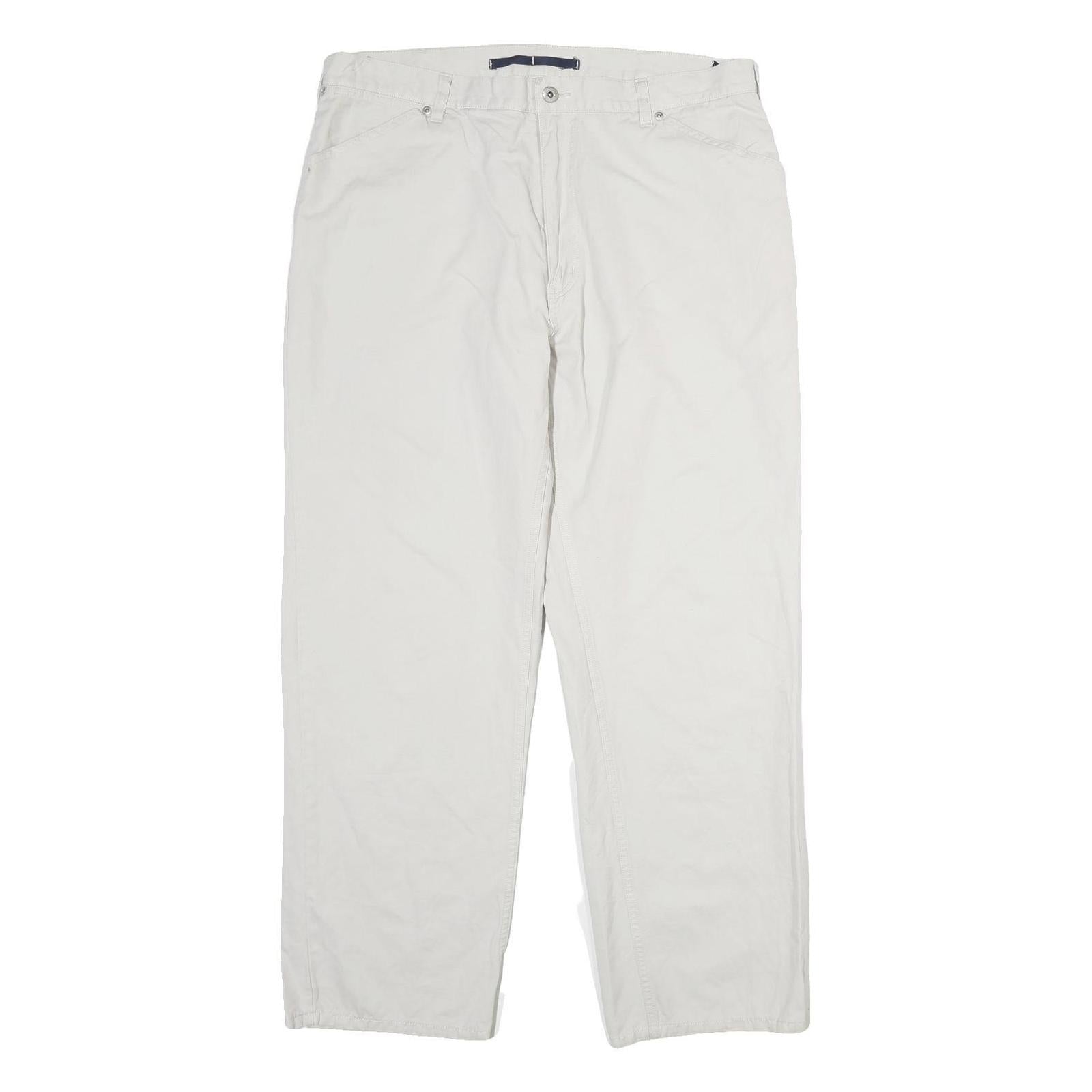 NAUTICA Mens Regular Fit Cream Cotton Trousers W36 L30 Casual Zip Pocketed