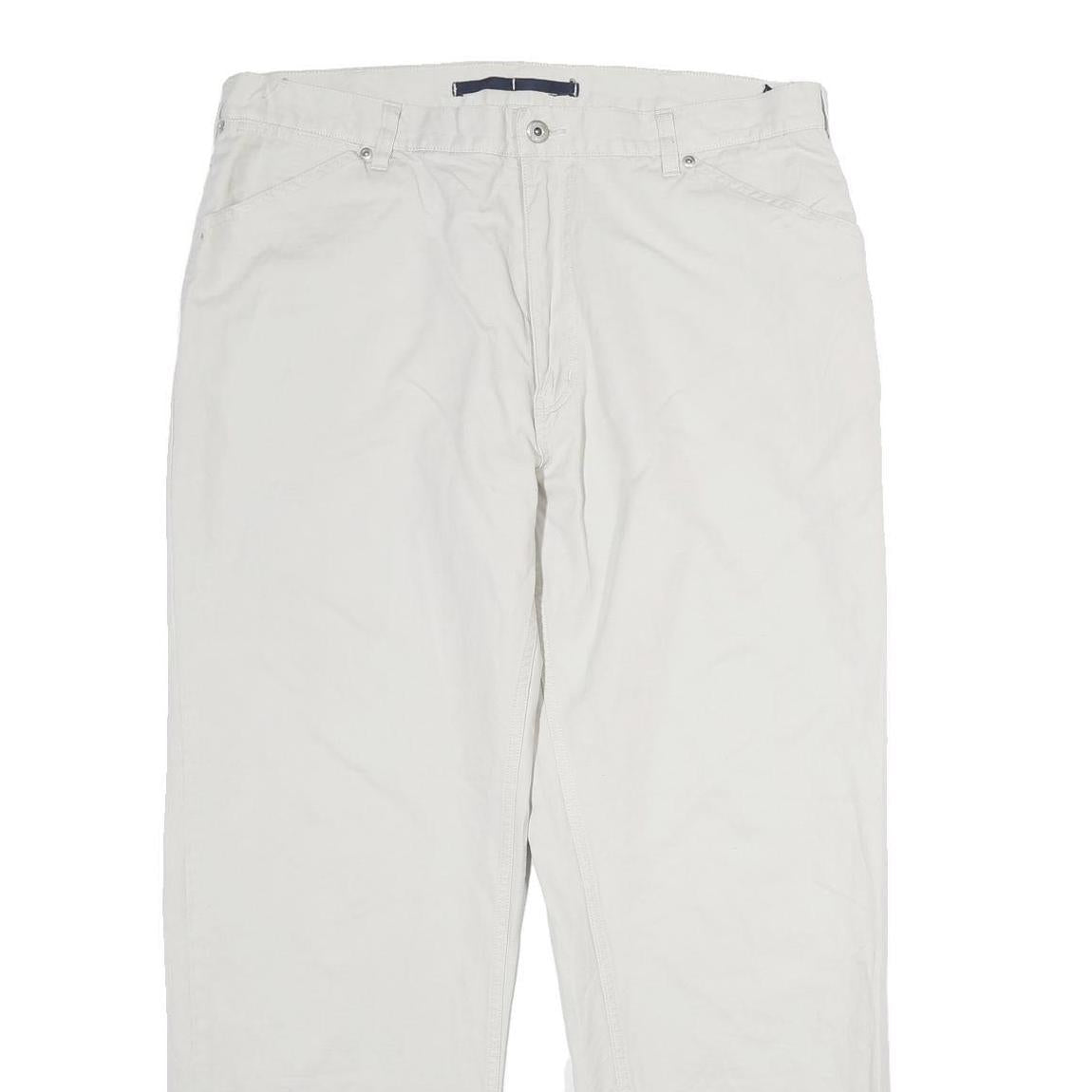 NAUTICA Mens Regular Fit Cream Cotton Trousers W36 L30 Casual Zip Pocketed