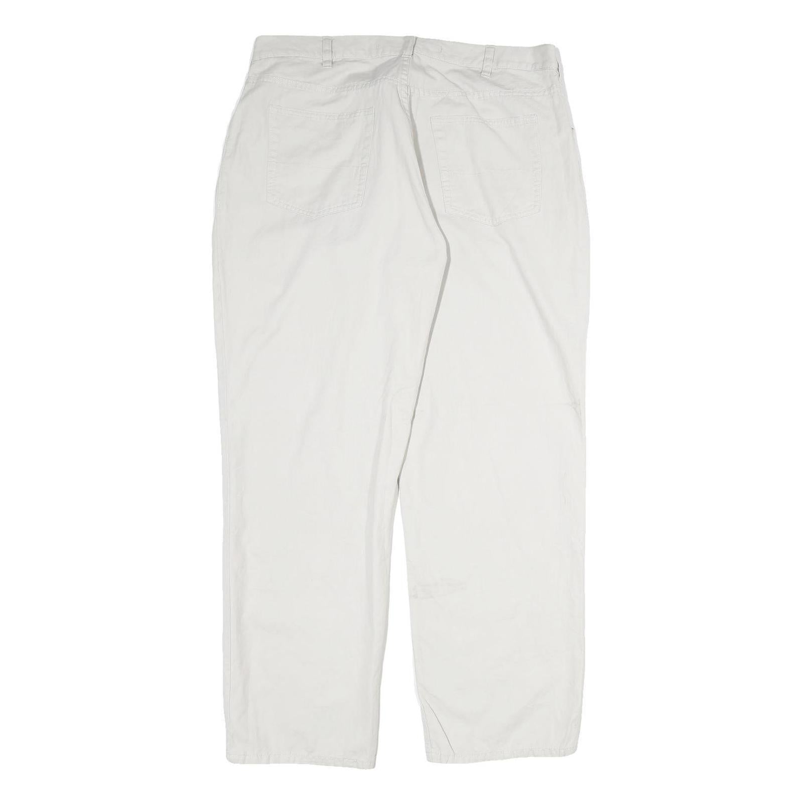 NAUTICA Mens Regular Fit Cream Cotton Trousers W36 L30 Casual Zip Pocketed