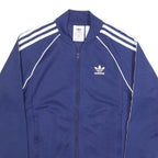 ADIDAS Mens Blue Track Jacket XS Polyester Plain Zip Athletic Casual Sportswear
