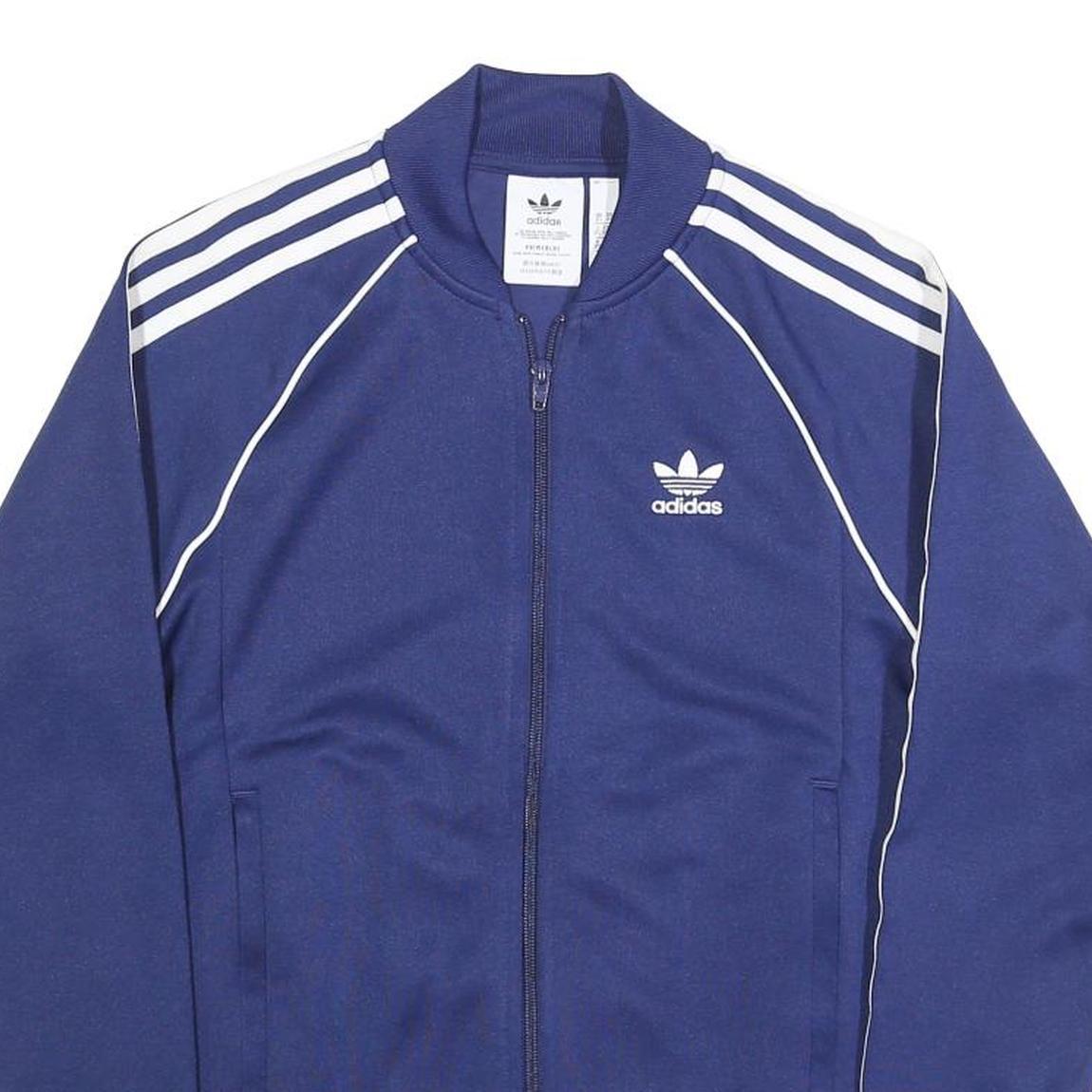 ADIDAS Mens Blue Track Jacket XS Polyester Plain Zip Athletic Casual Sportswear