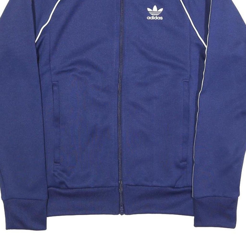 ADIDAS Mens Blue Track Jacket XS Polyester Plain Zip Athletic Casual Sportswear