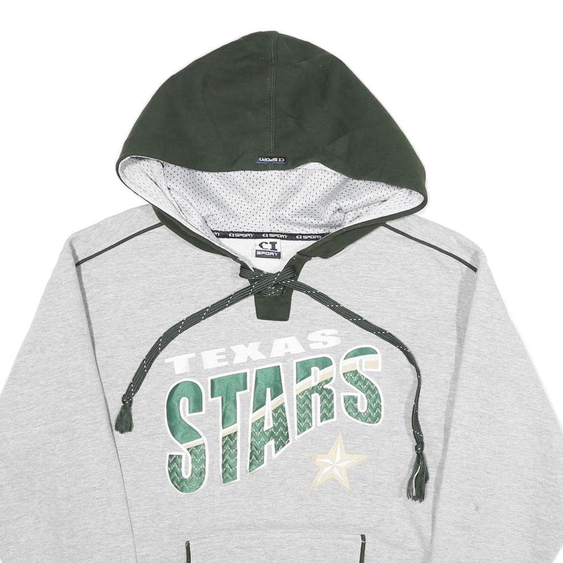 CI SPORT Mens Grey & Green Texas Stars Pullover Hoodie M Sportswear Sweatshirt