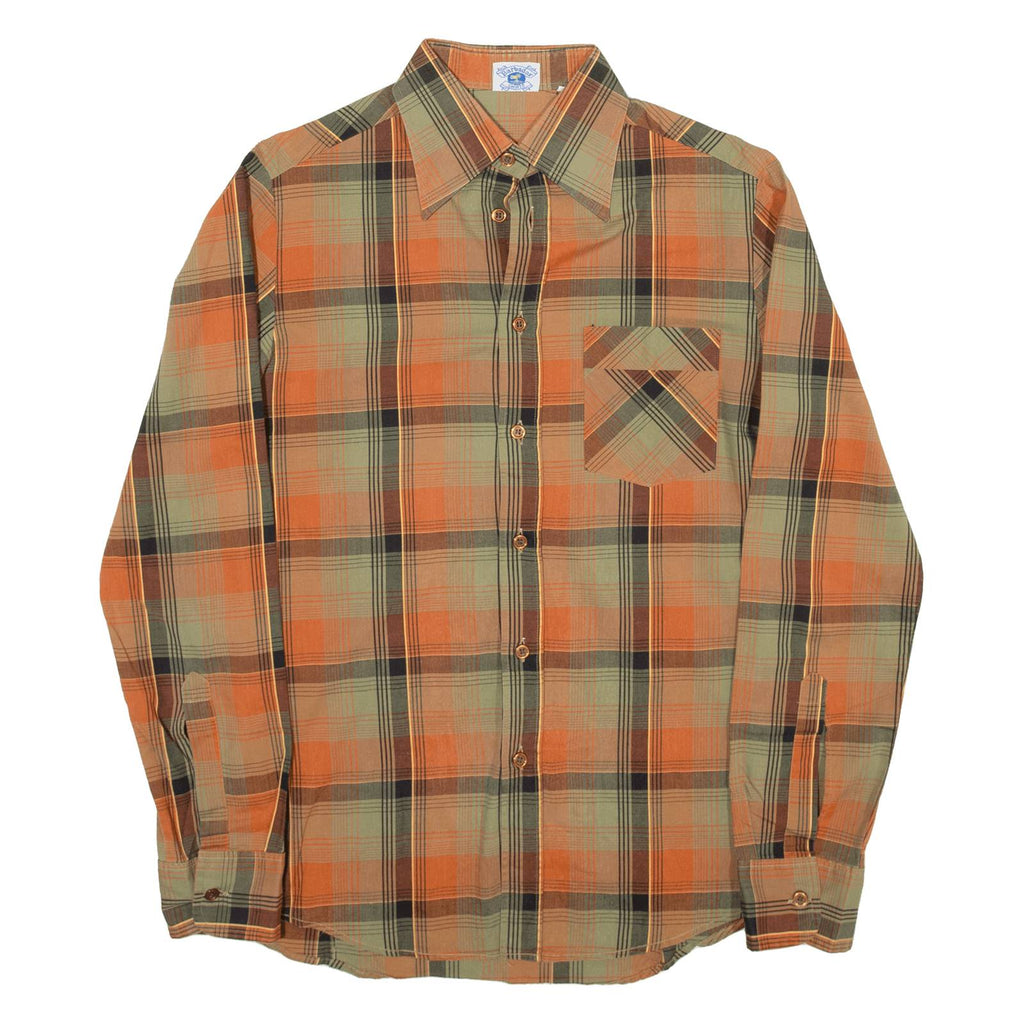 BARBADOS SHIRTS Slim Fit Mens Shirt Orange Check Long Sleeve S