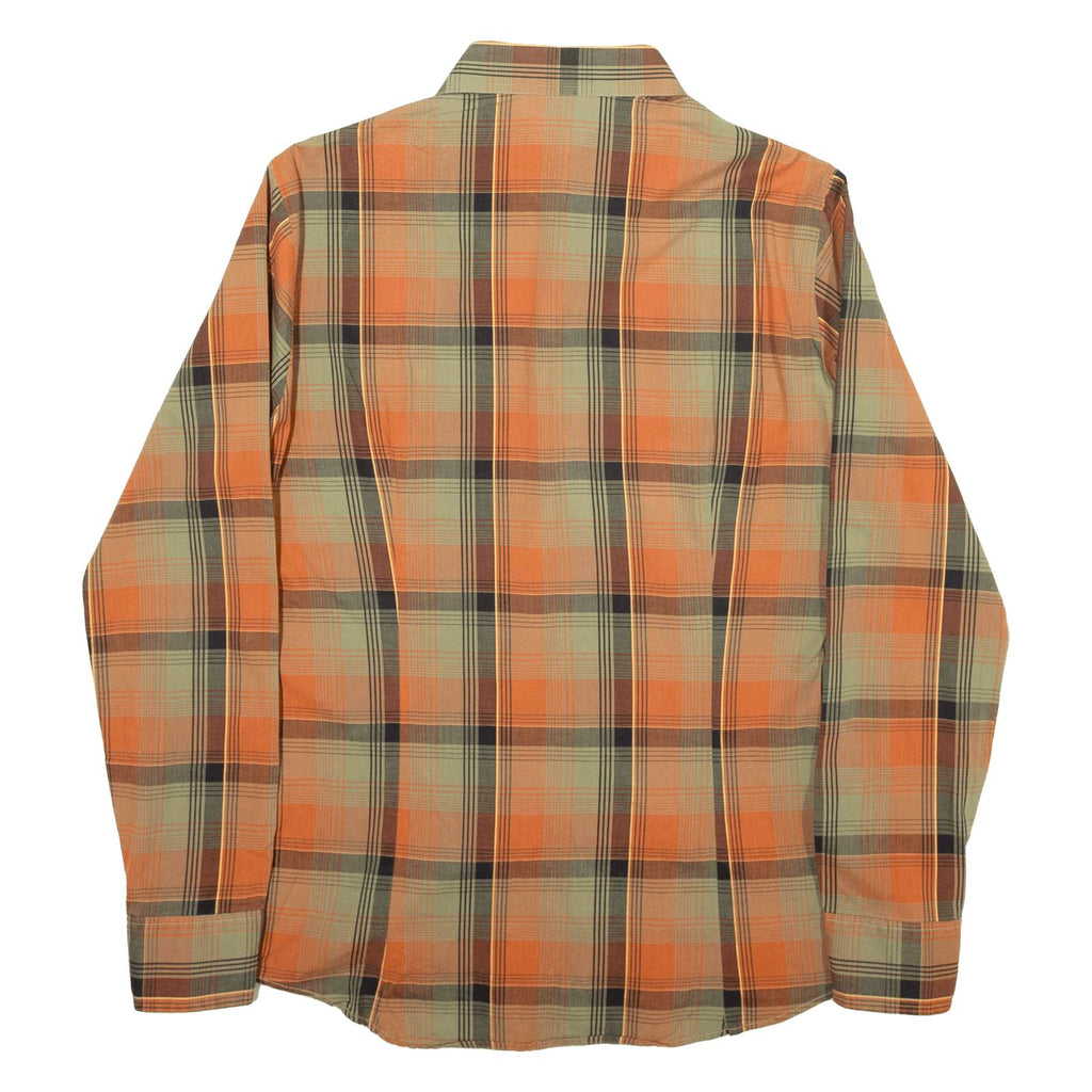 BARBADOS SHIRTS Slim Fit Mens Shirt Orange Check Long Sleeve S