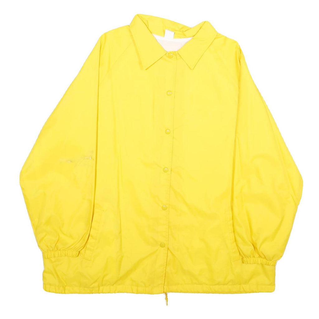 Womens Yellow Nylon Button Jacket XL Plain Casual Lightweight Outerwear