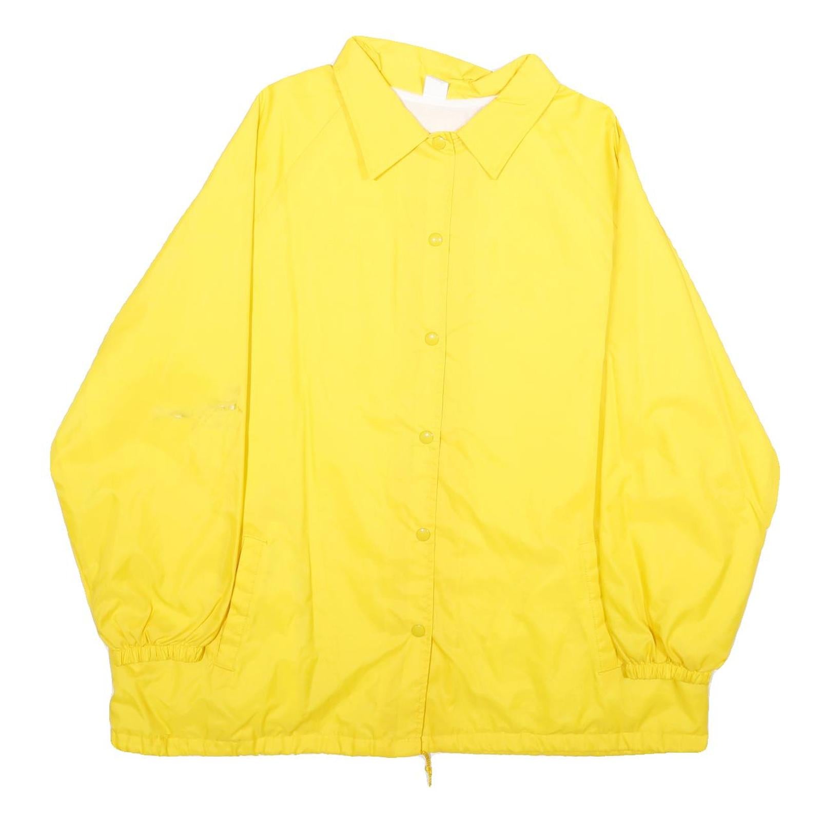 Womens Yellow Nylon Button Jacket XL Plain Casual Lightweight Outerwear