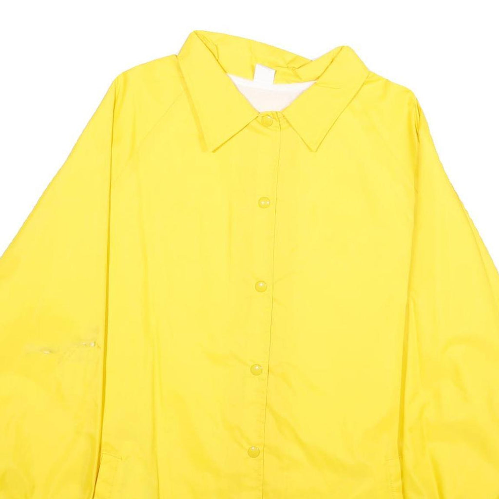 Womens Yellow Nylon Button Jacket XL Plain Casual Lightweight Outerwear