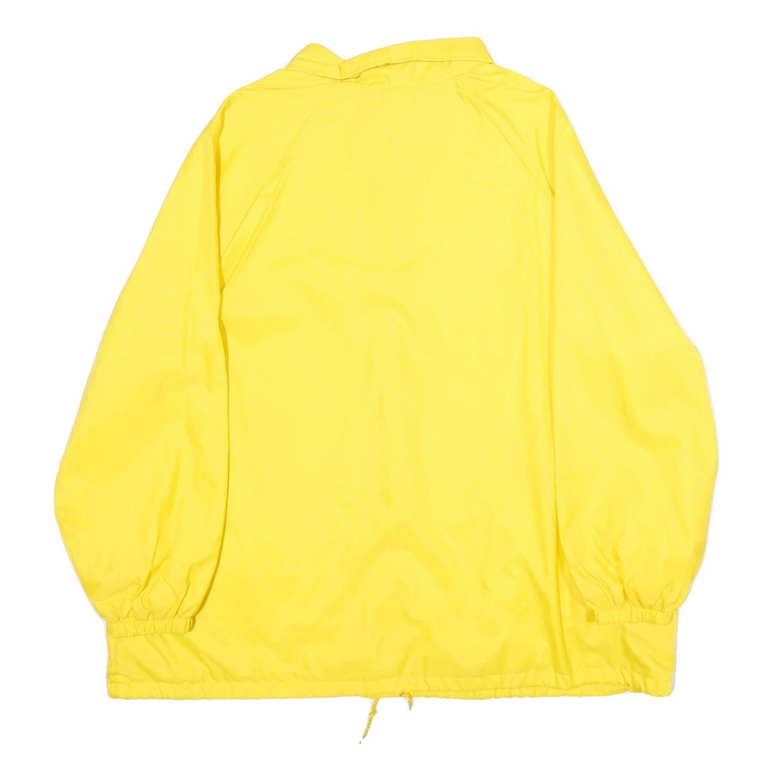 Womens Yellow Nylon Button Jacket XL Plain Casual Lightweight Outerwear