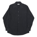 CALVIN KLEIN Mens Black Cotton Blend Shirt L Classic Button Down Smart Casual