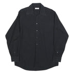 CALVIN KLEIN Mens Black Cotton Blend Shirt L Classic Button Down Smart Casual