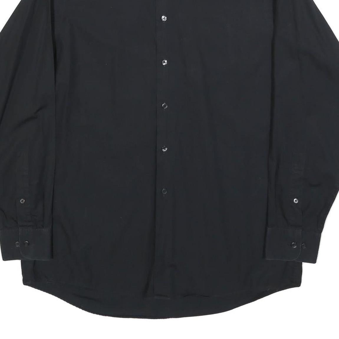 CALVIN KLEIN Mens Black Cotton Blend Shirt L Classic Button Down Smart Casual