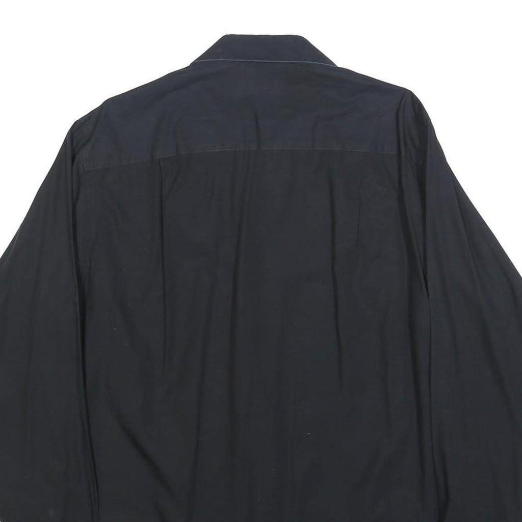 CALVIN KLEIN Mens Black Cotton Blend Shirt L Classic Button Down Smart Casual