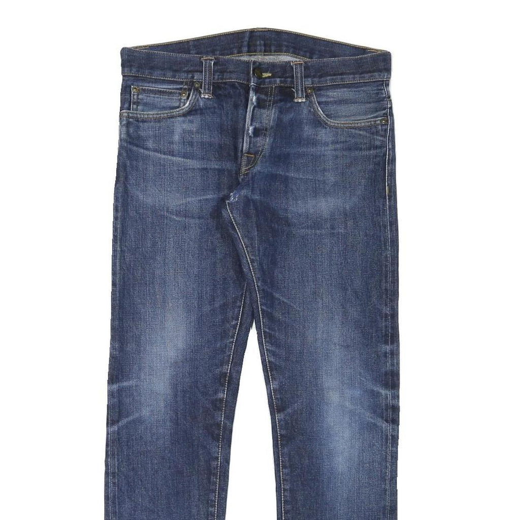CARHARTT Mens Blue Cotton Blend Regular Straight Jeans W32 L30 Button Closure