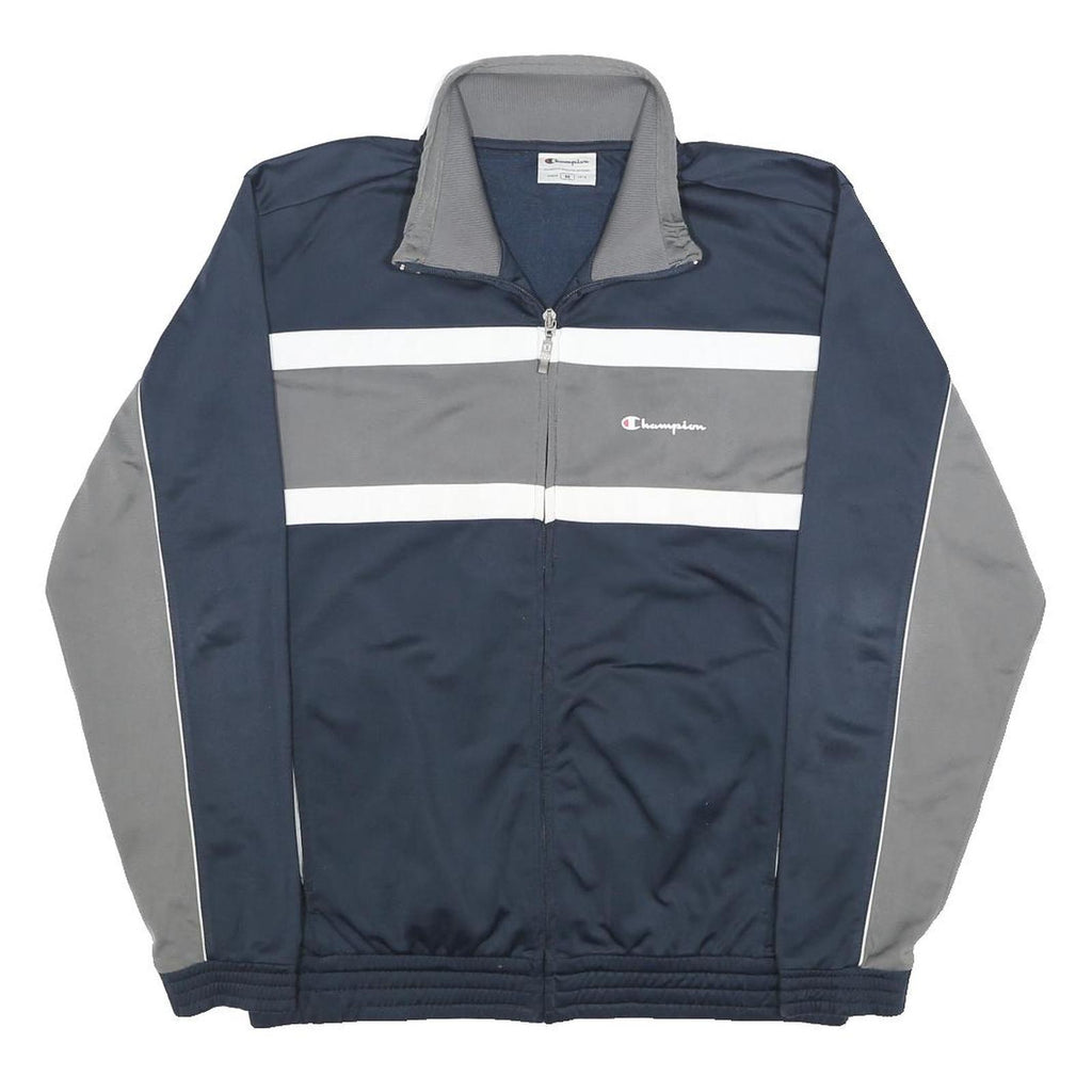 CHAMPION Mens Blue & Grey Track Jacket M Polyester Zip Logo Sportswear