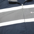 CHAMPION Mens Blue & Grey Track Jacket M Polyester Zip Logo Sportswear