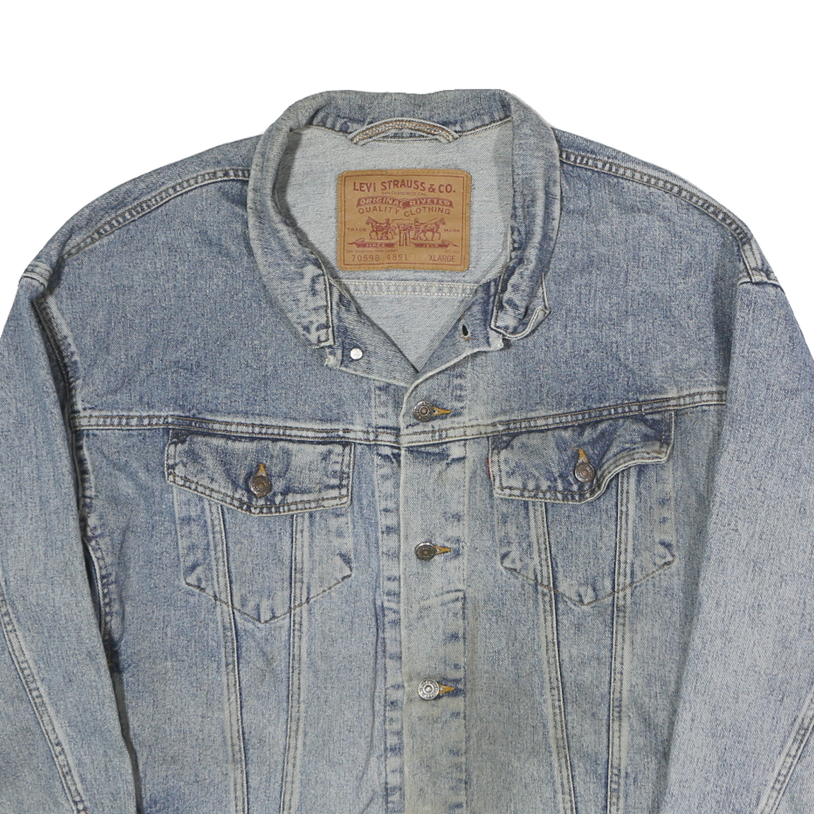 LEVI'S Mens Blue Denim Jacket XL Cotton Classic Button Closure Casual