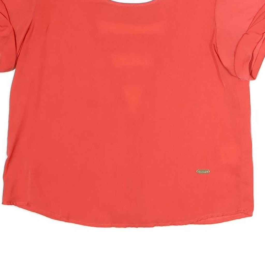 ONLY Womens Red Top Short Sleeve Round Neck Cutout Size S Stylish Summer