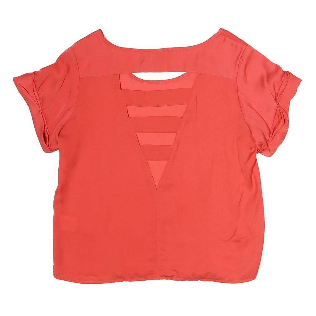 ONLY Womens Red Top Short Sleeve Round Neck Cutout Size S Stylish Summer