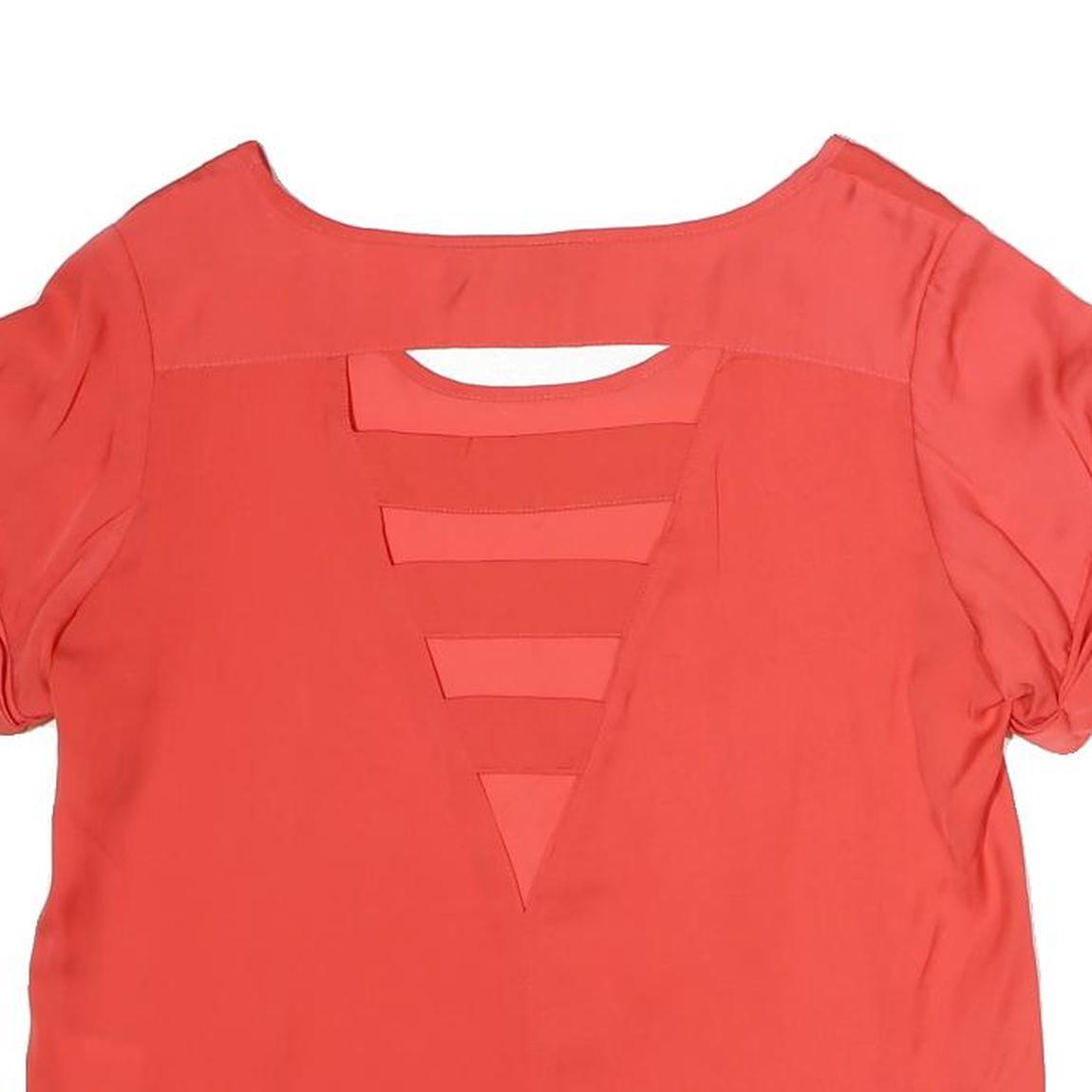 ONLY Womens Red Top Short Sleeve Round Neck Cutout Size S Stylish Summer