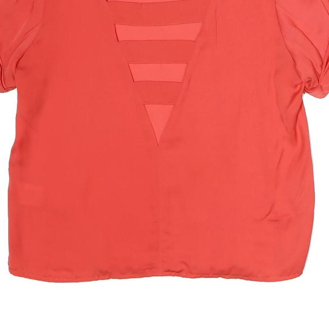 ONLY Womens Red Top Short Sleeve Round Neck Cutout Size S Stylish Summer