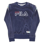 FILA Womens Blue Crew Neck XS Branded Velour Sweatshirt