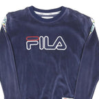 FILA Womens Blue Crew Neck XS Branded Velour Sweatshirt