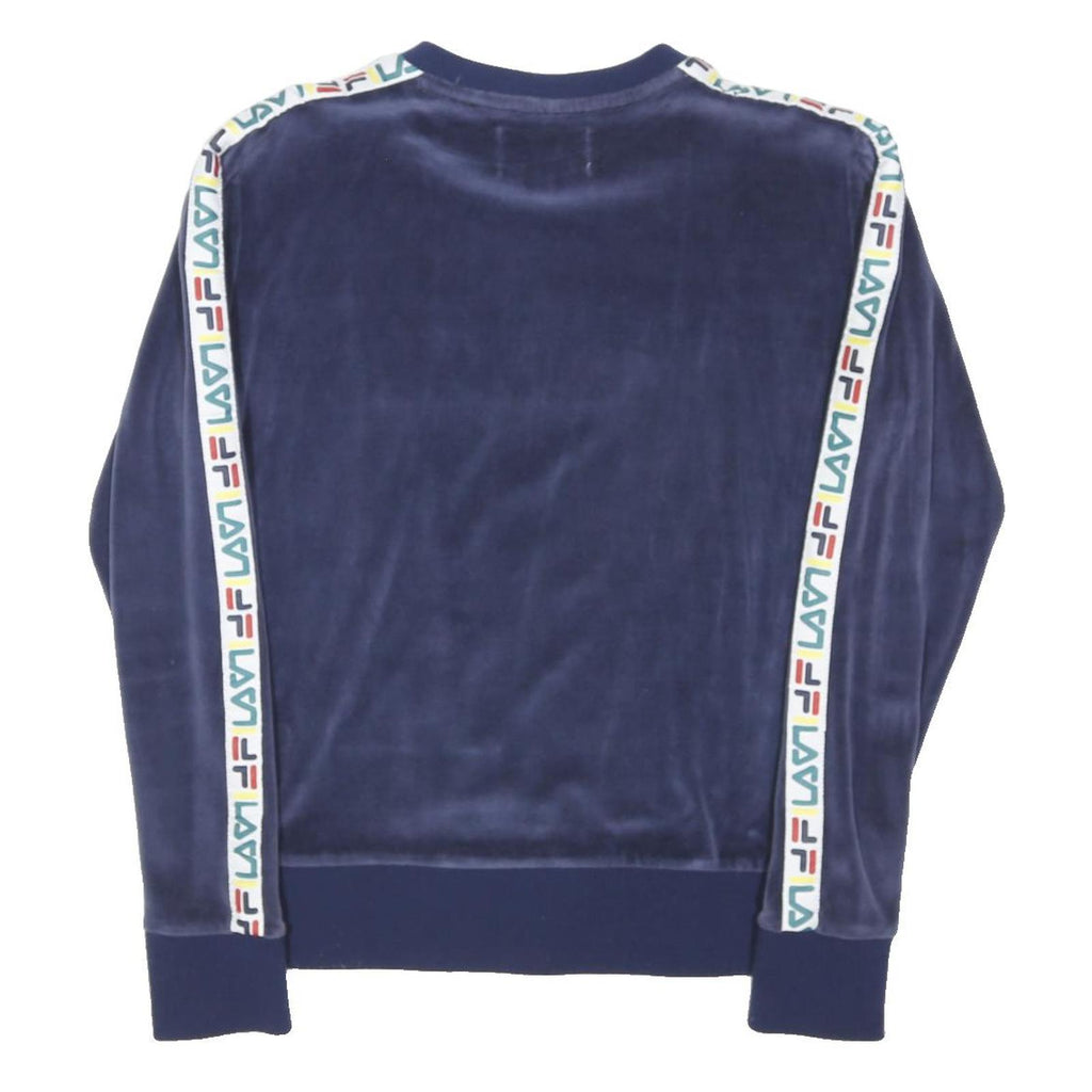 FILA Womens Blue Crew Neck XS Branded Velour Sweatshirt