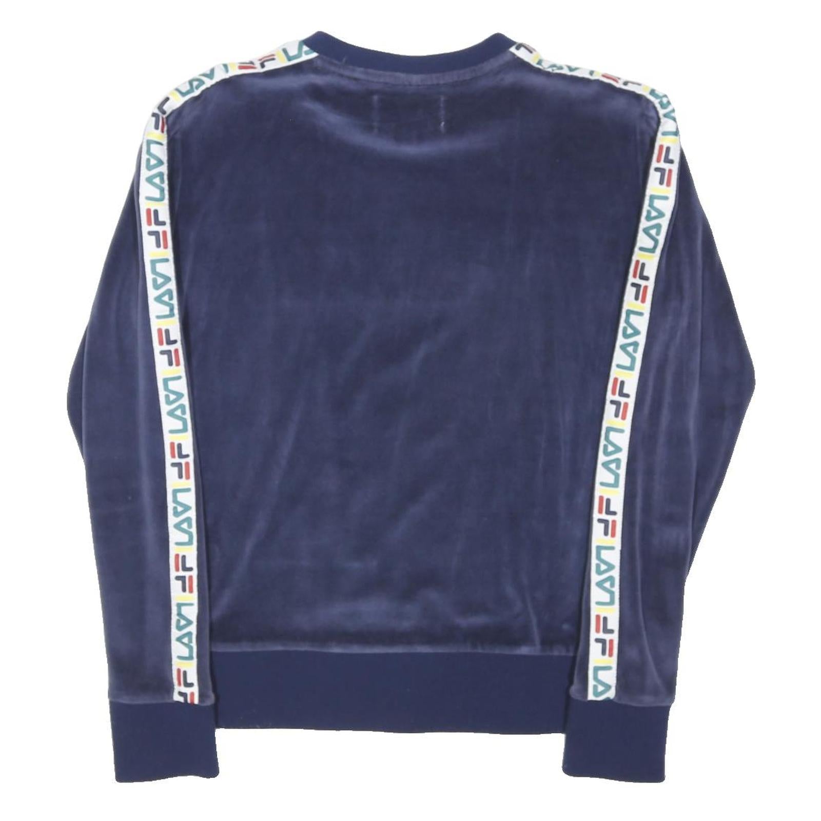 FILA Womens Blue Crew Neck XS Branded Velour Sweatshirt