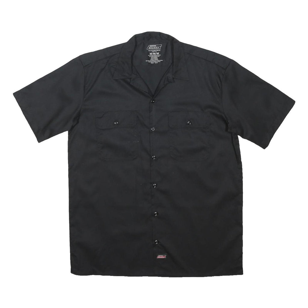 DICKIES Mens Black Work Shirt M Polyester Blend Short Sleeve Button