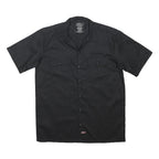 DICKIES Mens Black Work Shirt M Polyester Blend Short Sleeve Button