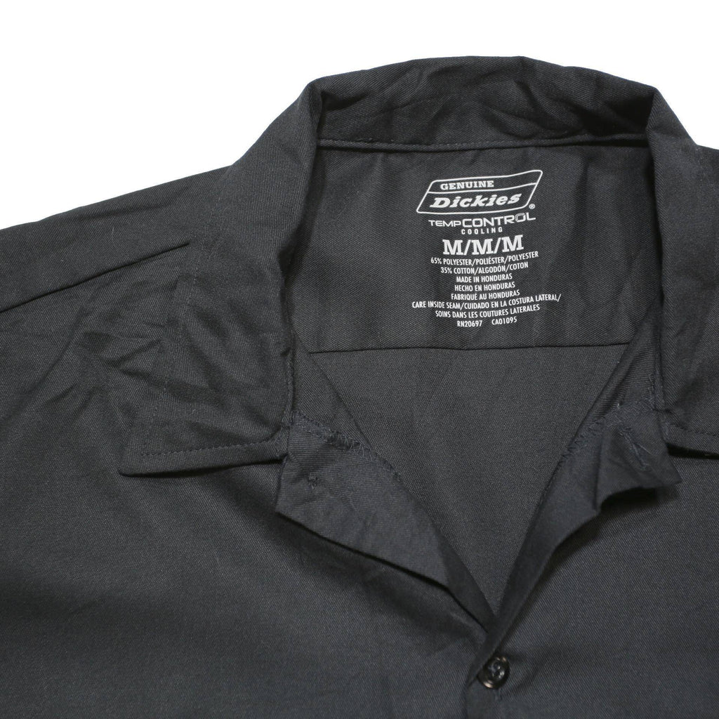 DICKIES Mens Black Work Shirt M Polyester Blend Short Sleeve Button