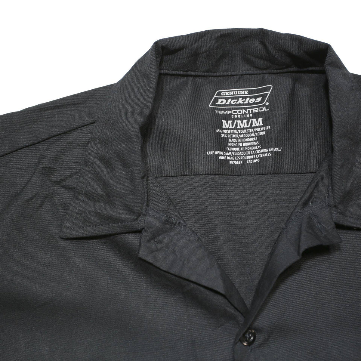 DICKIES Mens Black Work Shirt M Polyester Blend Short Sleeve Button