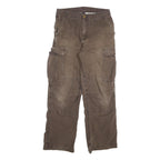 CARHARTT Mens Cotton Blend Brown Relaxed Cargo Trousers W31 L29 Workwear