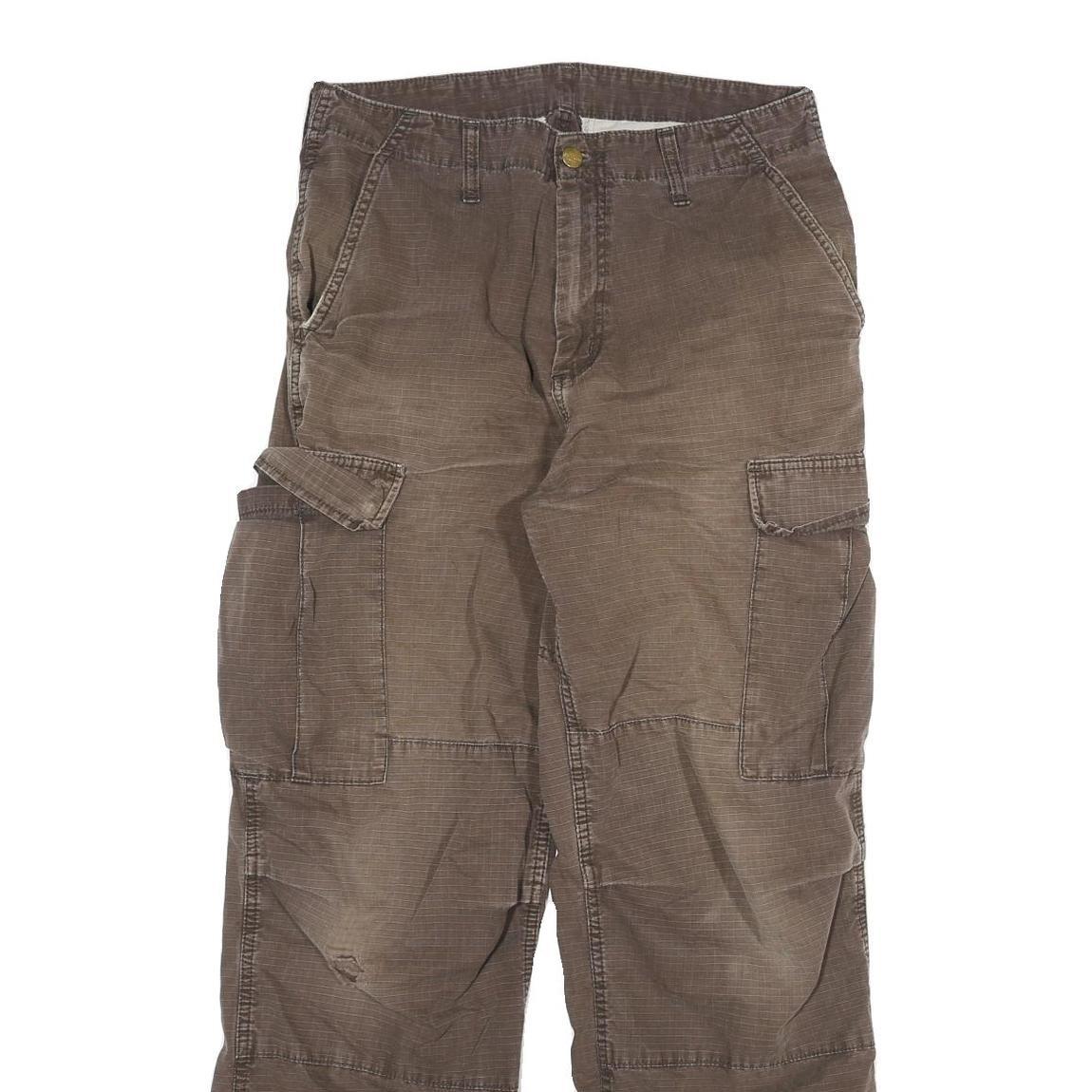 CARHARTT Mens Cotton Blend Brown Relaxed Cargo Trousers W31 L29 Workwear