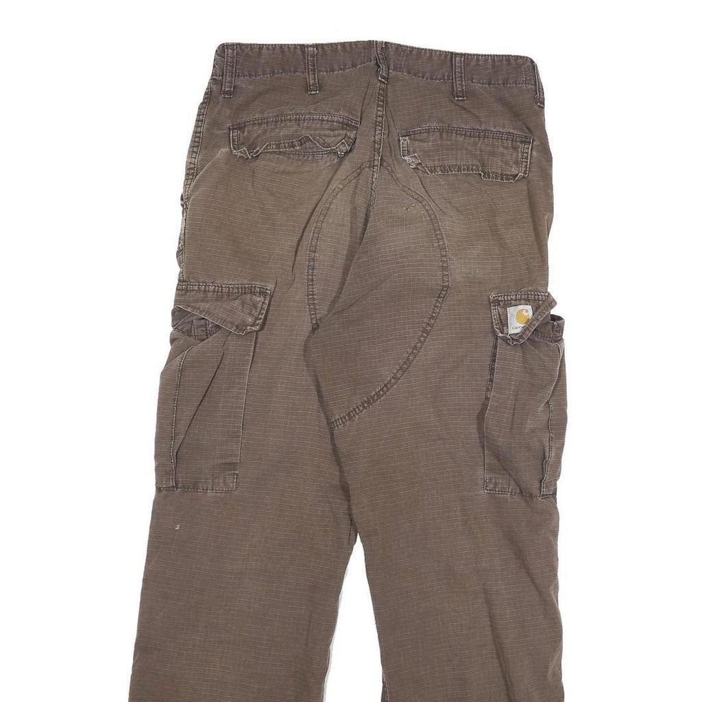 CARHARTT Mens Cotton Blend Brown Relaxed Cargo Trousers W31 L29 Workwear