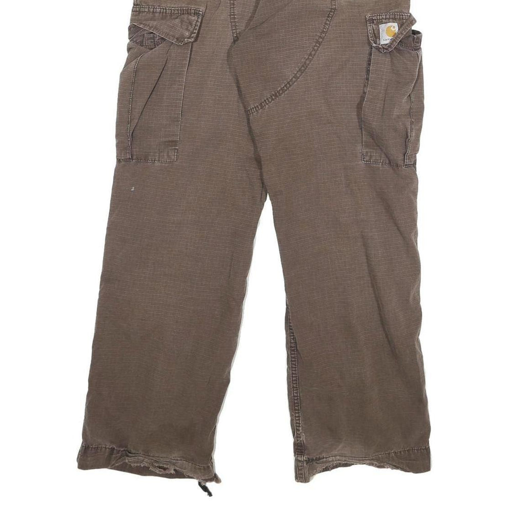 CARHARTT Mens Cotton Blend Brown Relaxed Cargo Trousers W31 L29 Workwear