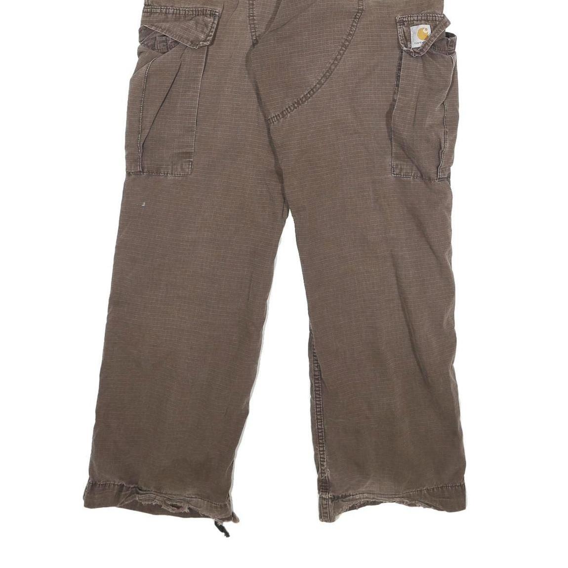 CARHARTT Mens Cotton Blend Brown Relaxed Cargo Trousers W31 L29 Workwear