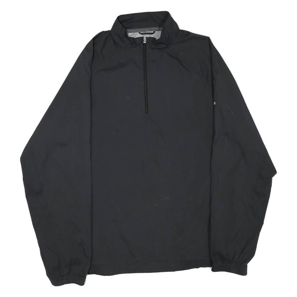 ADIDAS Mens Black Outdoor Jacket XL Polyester Blend Woven Plain Zip Stand-Up