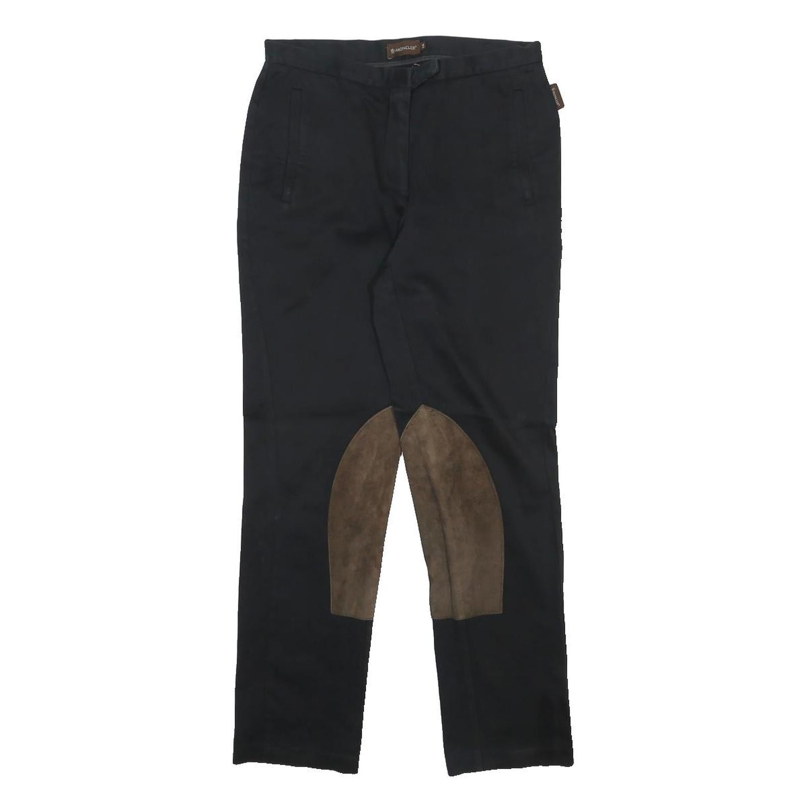 MONCLER Womens Cotton Blend Black Slim Trousers W26 L26 Zip Pockets Elegant