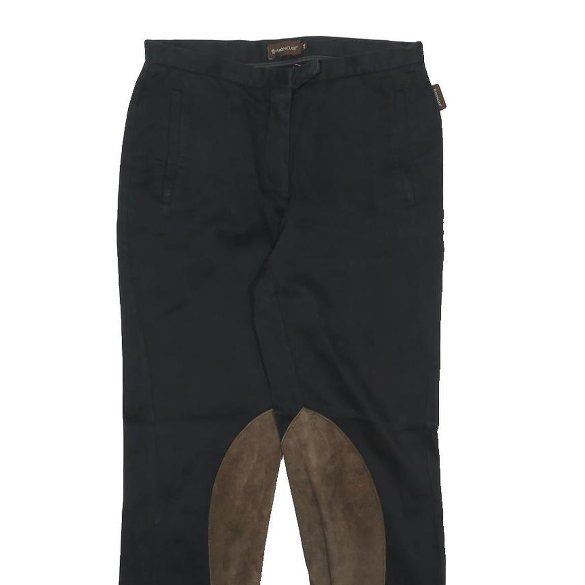 MONCLER Womens Cotton Blend Black Slim Trousers W26 L26 Zip Pockets Elegant