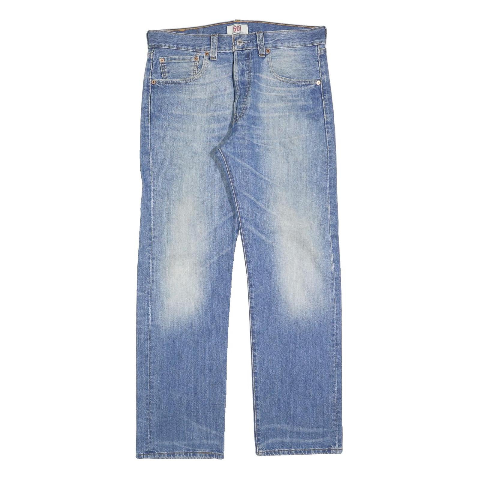 LEVI'S 501 Mens Jeans Blue Regular Straight Denim Light W32 L30 Classic Button
