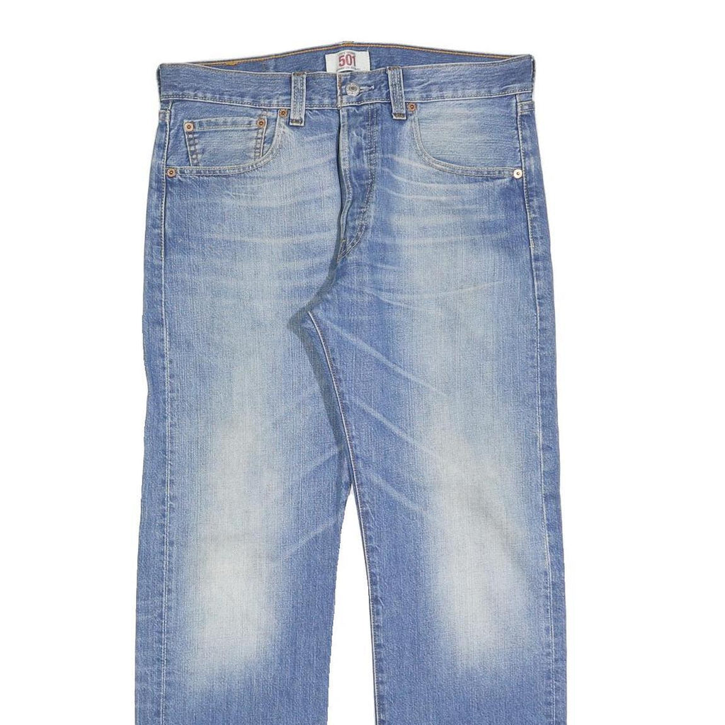 LEVI'S 501 Mens Jeans Blue Regular Straight Denim Light W32 L30 Classic Button